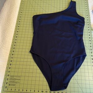 1 shoulder navy blue swimsuit